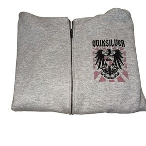 Quiksilver Light Gray Graphic Zip Up Hoodie size xxl